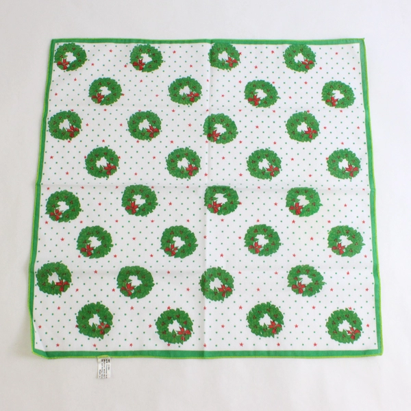 Set Of 12 Lintex Co Green/White Christmas Wreath Pattern Cloth Napkins 17" x 17"