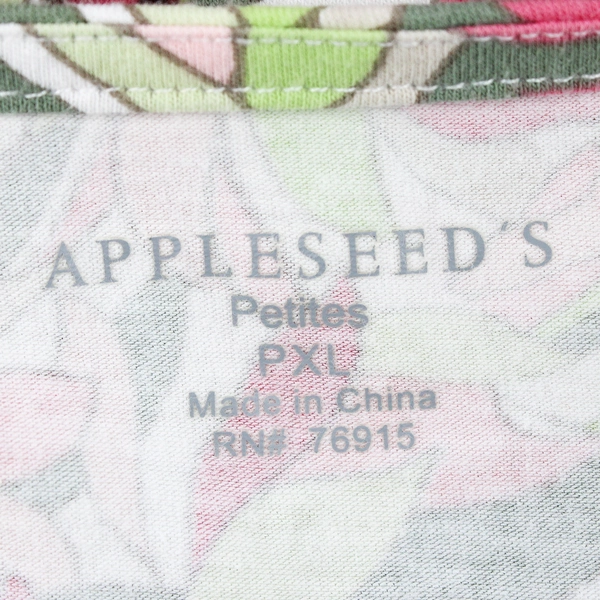 Appleseed's Petites Pink & Green Floral Pattern Cotton T-Shirt Women's Size PXL