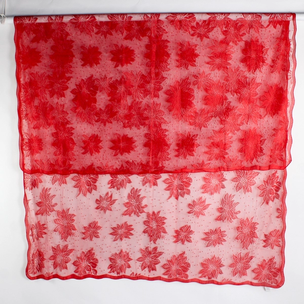 Sultan's Lines Heirloom Red Lace Holiday Tablecloth 60" x 90"