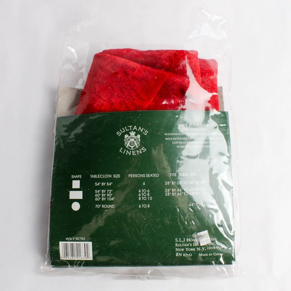 Sultan's Lines Heirloom Red Lace Holiday Tablecloth 60" x 90"