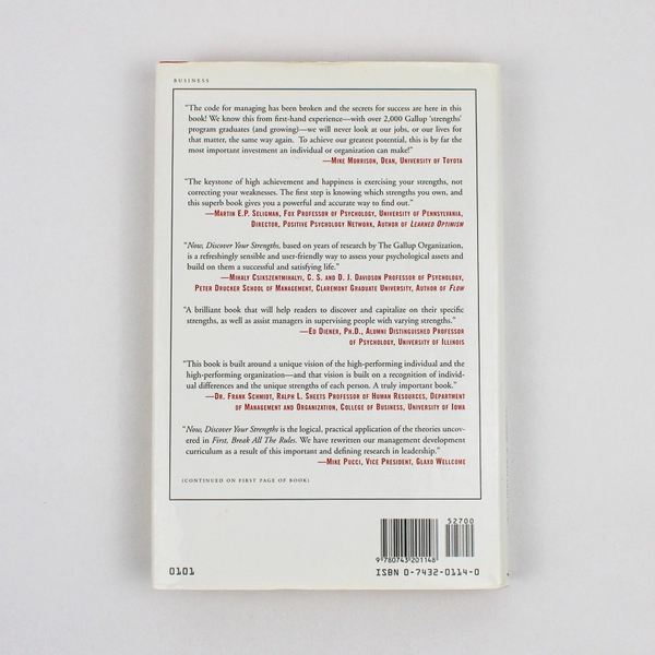 2001 Now Discover Your Strengths by Marcus Buckingham & Donald Clifton HC DJ