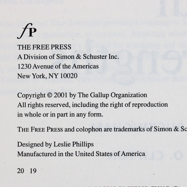 2001 Now Discover Your Strengths by Marcus Buckingham & Donald Clifton HC DJ