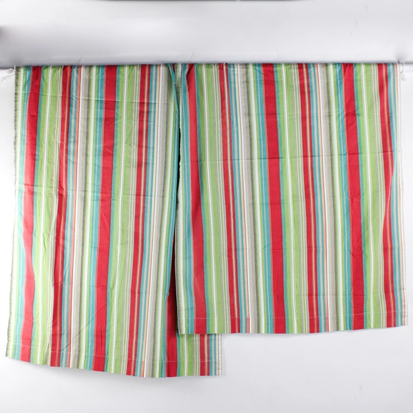 Set of 2 Multicolor Striped Tab-Top Cotton Curtains 39" x 56"