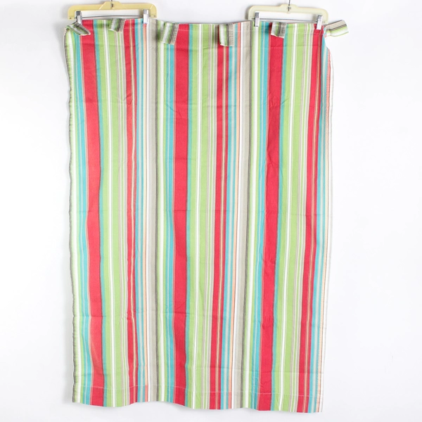 Set of 2 Multicolor Striped Tab-Top Cotton Curtains 39" x 56"