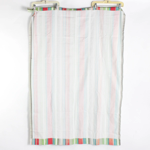 Set of 2 Multicolor Striped Tab-Top Cotton Curtains 39" x 56"