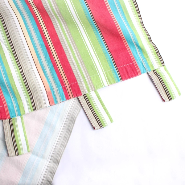 Set of 2 Multicolor Striped Tab-Top Cotton Curtains 39" x 56"