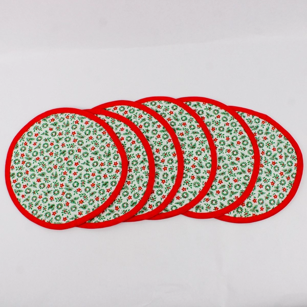 Lot Of 8 Matching Handmade Christmas 2 Table Runners & 6 Round Potholders
