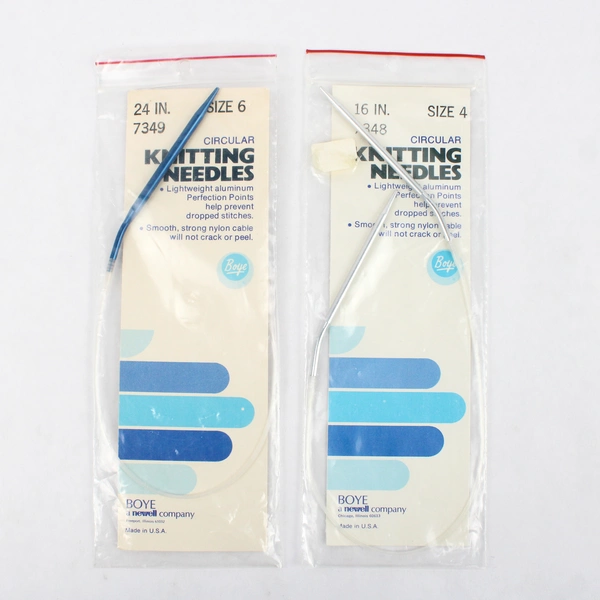 Lot of 2 Vintage Boye Circular Knitting Needles Size 4 (16") and Size 6 (24")