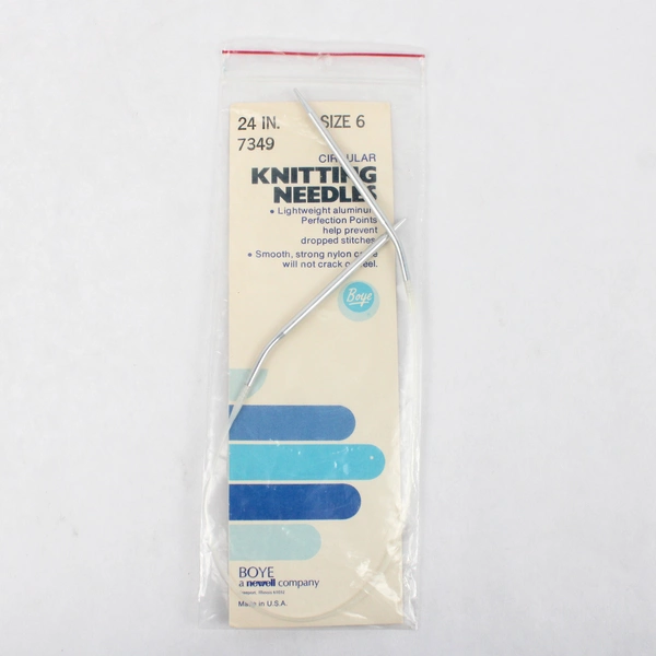 Lot of 2 Vintage Boye Circular Knitting Needles Size 4 (16") and Size 6 (24")