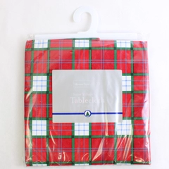 HomeTrends Snow Village Vinyl Tablecloth Round 60" Red/Green Plaid