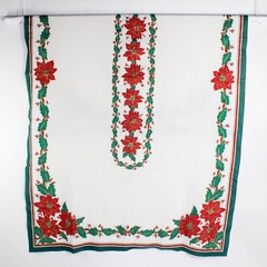 Kmart Corporation 100% Cotton Tablecloth Poinsettia Red/Green/White 60.5" x 100"