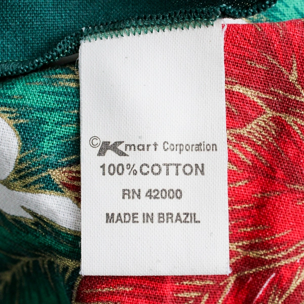 Kmart Corporation 100% Cotton Tablecloth Poinsettia Red/Green/White 60.5" x 100"