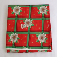 Vtg Springs Industries Inc Poinsettias On Red Plaid Fabric 215" x 60.5"