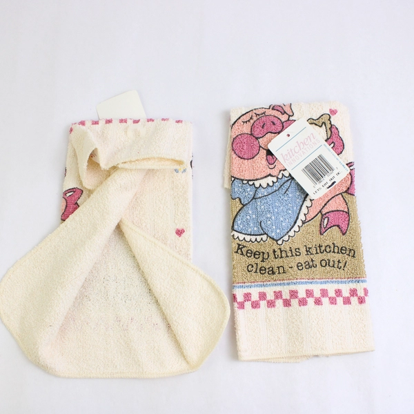 Kitchen Innovations Dish Towel w/ 2 Dish Cloth Set Eat Out Pigs