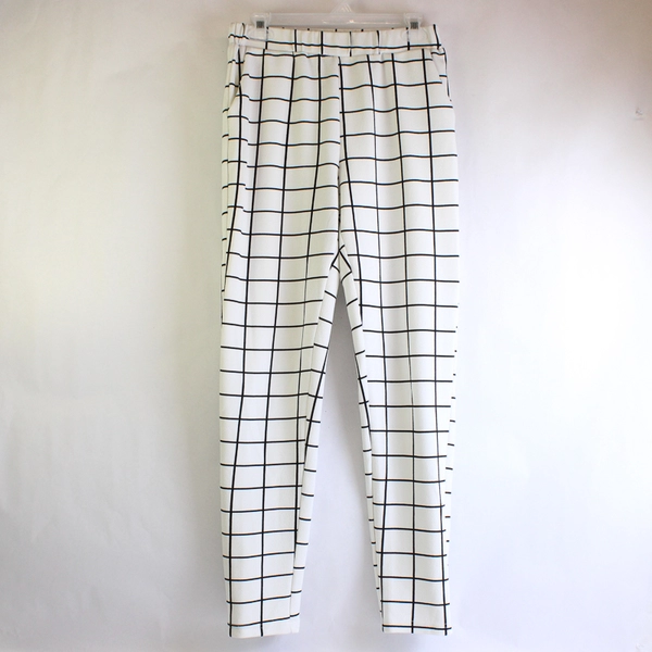 Shein Black and White Grid Pattern Pull-On Pants Women's Size Medium