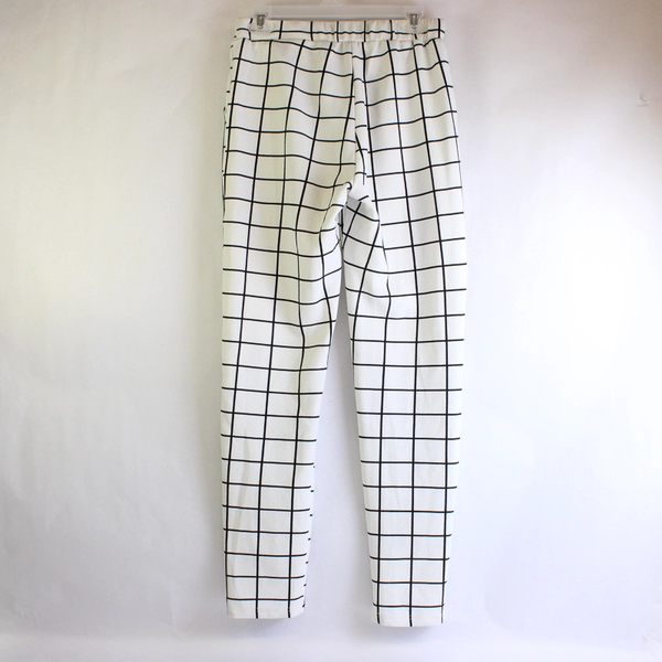 Shein Black and White Grid Pattern Pull-On Pants Women's Size Medium