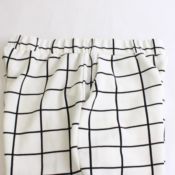 Shein Black and White Grid Pattern Pull-On Pants Women's Size Medium