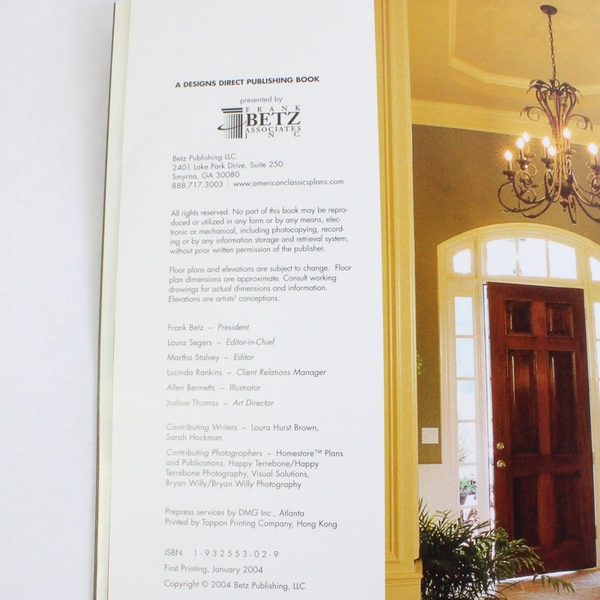 American Classics 103 Traditional Home Plan Designs 2004 Paperback