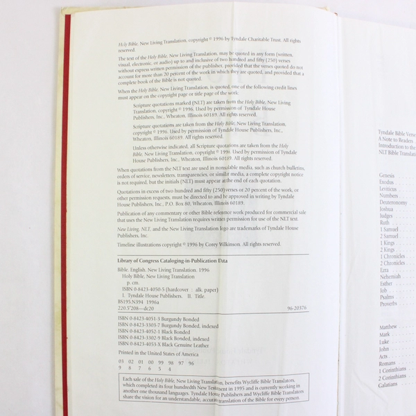 Holy Bible New Living Translation 1996 Hardcover