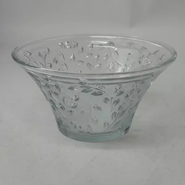 Holiday Time 7 Inch Glass Covered Candy Dish with Lid Embossed Roses