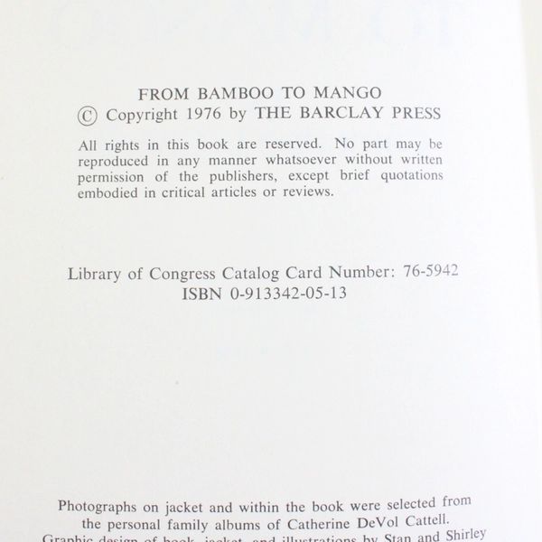 From Bamboo to Mango by Catherine D Cattell 1976 Hardcover DJ Ex-Library Book