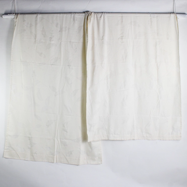 Lot Of 2 Unbranded Matching White Curtain Panels Subtle Leaf Pattern 44" x 71"