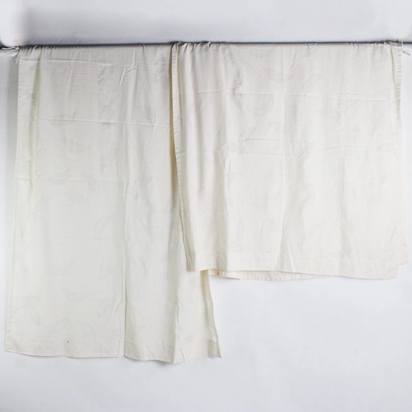 Lot Of 2 Unbranded Matching White Curtain Panels Subtle Leaf Pattern 44" x 71"
