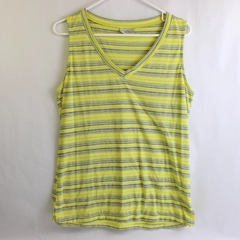 iCantoo Yellow and Gray Striped V-Neck Tank Top Women's Size Large