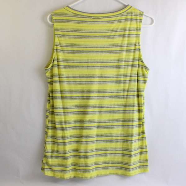 iCantoo Yellow and Gray Striped V-Neck Tank Top Women's Size Large