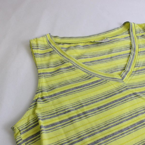 iCantoo Yellow and Gray Striped V-Neck Tank Top Women's Size Large