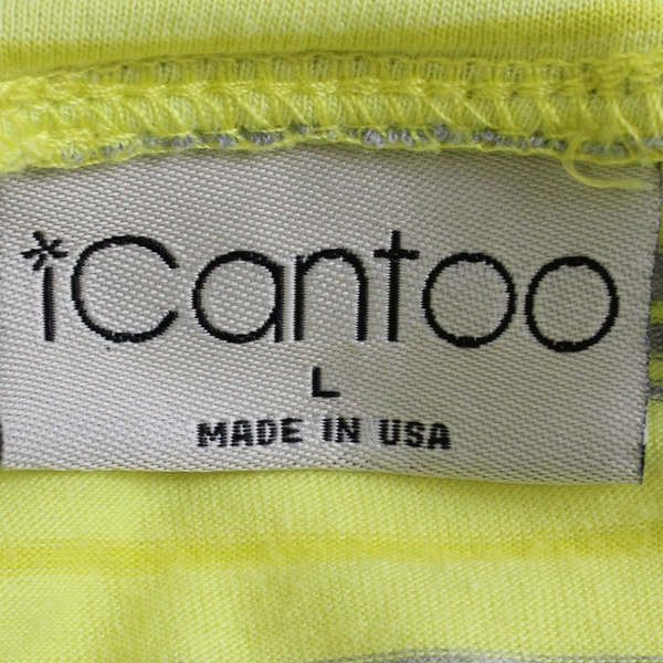 iCantoo Yellow and Gray Striped V-Neck Tank Top Women's Size Large