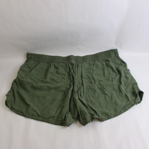 Terra & Sky Army Green Linen Blend Drawstring Shorts Women's Size 2X