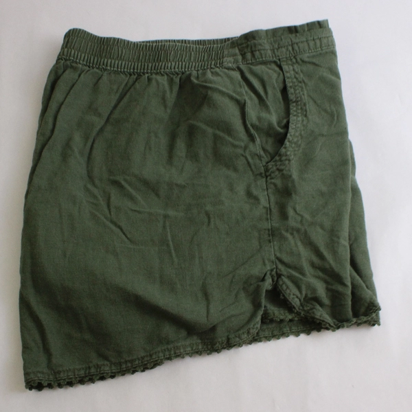 Terra & Sky Army Green Linen Blend Drawstring Shorts Women's Size 2X