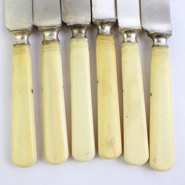  Lot of 6 Antique Landers Frary Clark Silverplate Dinner Knives Bakelite Handles