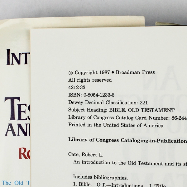 An Introduction to the Old Testament and Its Study by Robert L Cate 1987 HC DJ