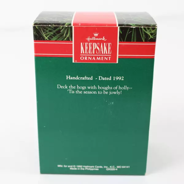 Hallmark 1992 Keepsake Deck The Hogs Ornament Pig In Wreath