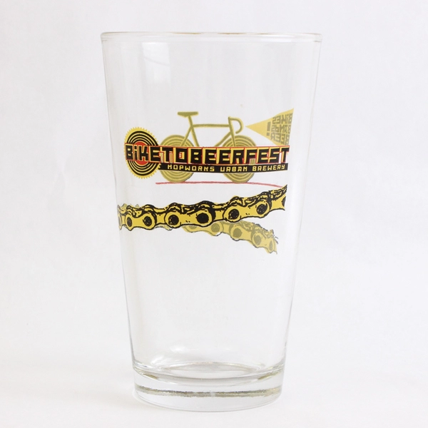 Hopworks Urban Brewery Biketobeerfest American Pint Glass Oregon