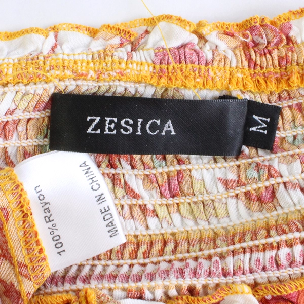 Zesica Orange & White Floral Rose Pattern Maxi Sundress Women's Medium