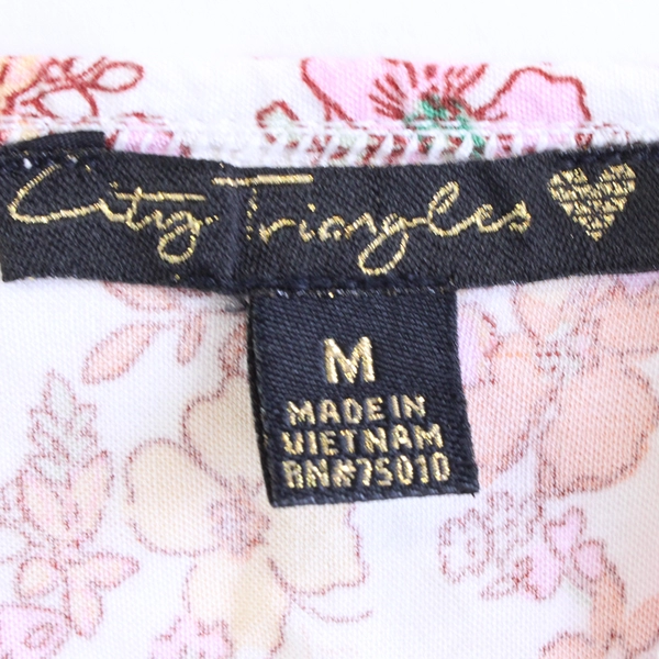 City Triangles Orange & Pink Floral Pattern Spaghetti Strap Crop Top Women's Med