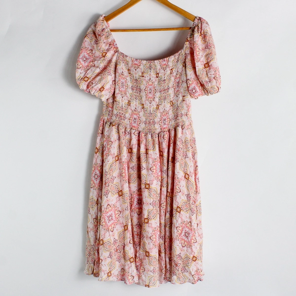 SixDo Multicolor Knee-Length Smocked Sundress Women's Size Large