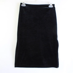 Vintage Pandora Black Velvet Straight Midi Skirt Women's Size Medium