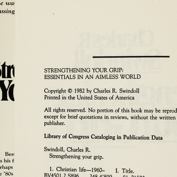 Strengthening Your Grip by Charles R Swindoll 1983 Hardcover Dust Jacket