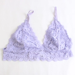 BootayBag Lacy Lavender Unlined Wireless Bralette Women's Size Large