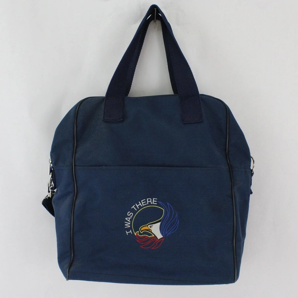 Navy Blue Canvas Backpack Embroidered Eagle Head "I Was There"