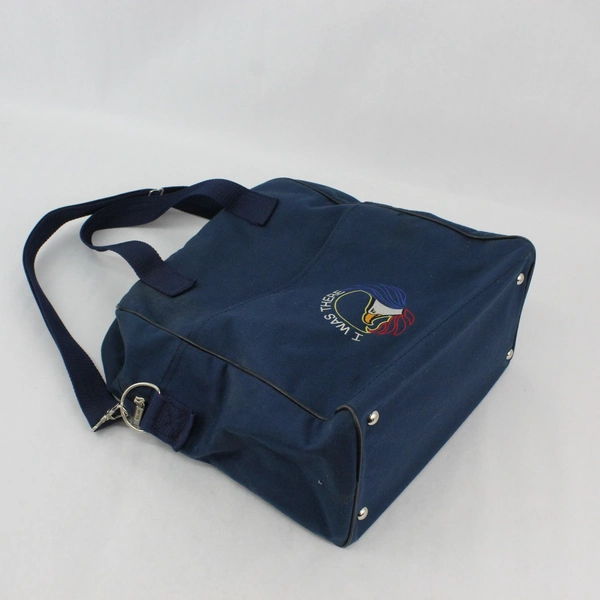 Navy Blue Canvas Backpack Embroidered Eagle Head "I Was There"