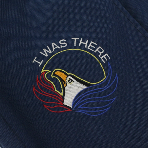 Navy Blue Canvas Backpack Embroidered Eagle Head "I Was There"