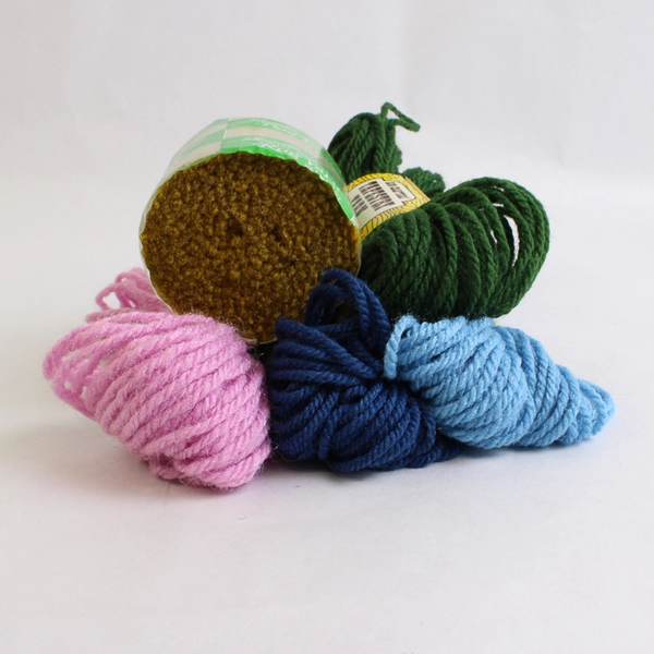 Lot of 5 Rug Crafters and Bucilla Yarn for DIY Rug Making Green Blue Purple