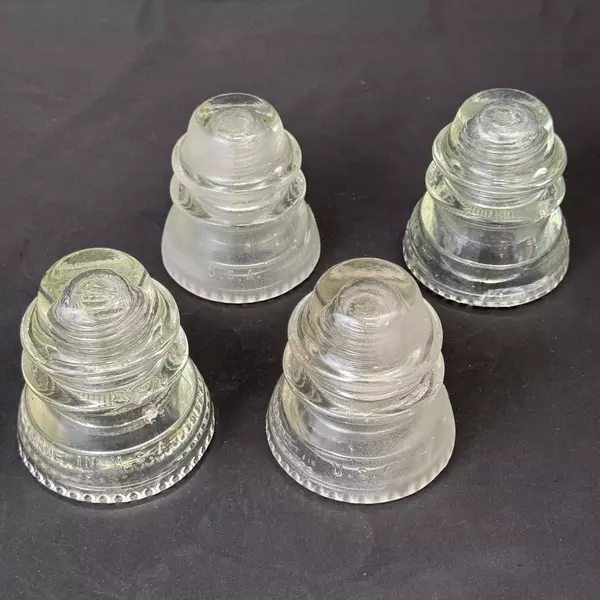 Lot of 4 Hemingray 42 Clear Glass Insulators