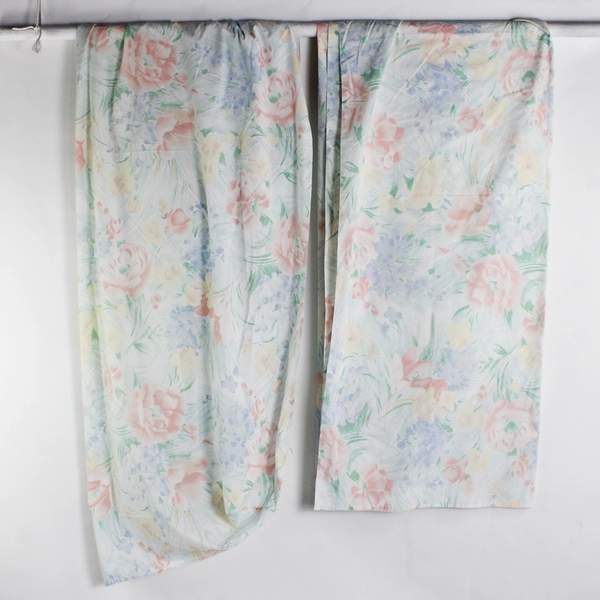 Set Of 2 Vtg Cannon Floral Pastel Twin Flat Sheet 64"x95" & Fitted Sheet 39"x74"