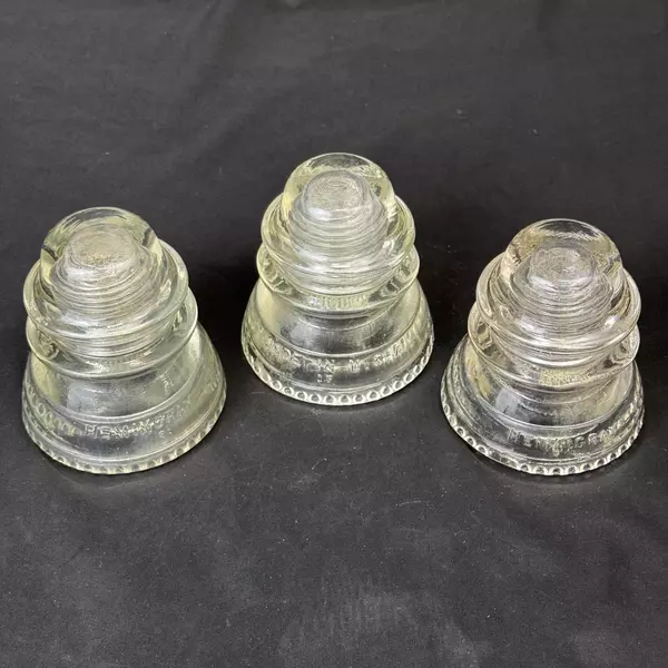 Lot of 3 Hemingray 42 Clear Glass Insulators